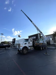 50 ton HVAC Lift with our Manitex crane, at Buffalo Wild Wings, Southwest Drive, Abilene, TX