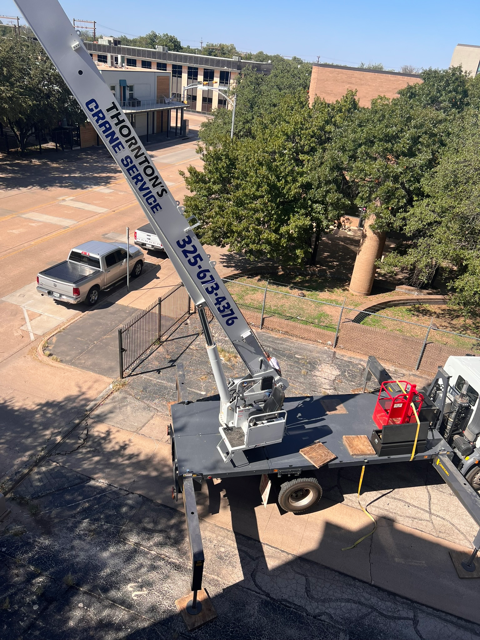 Downtown Abilene crane lift